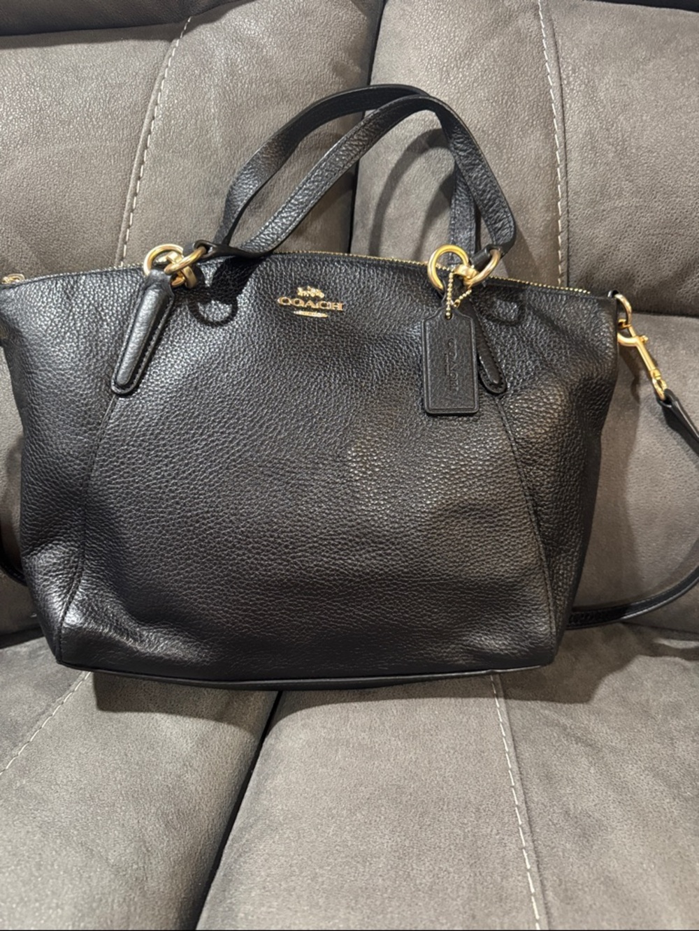 Coach Black Interior Leather Creed Patch with Zipper Trim